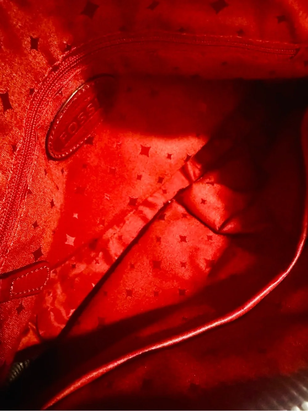 Fossil Red Leather Shoulder Bag with Silver Hardware